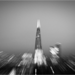 Abstract black and white London architecture print of The Shard used as wall art