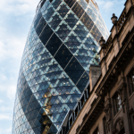 Modern London architecture photography print suitable for a focused home office.