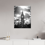 Big Ben Through Wildflowers — London Black and White Photography Print — detail view 4