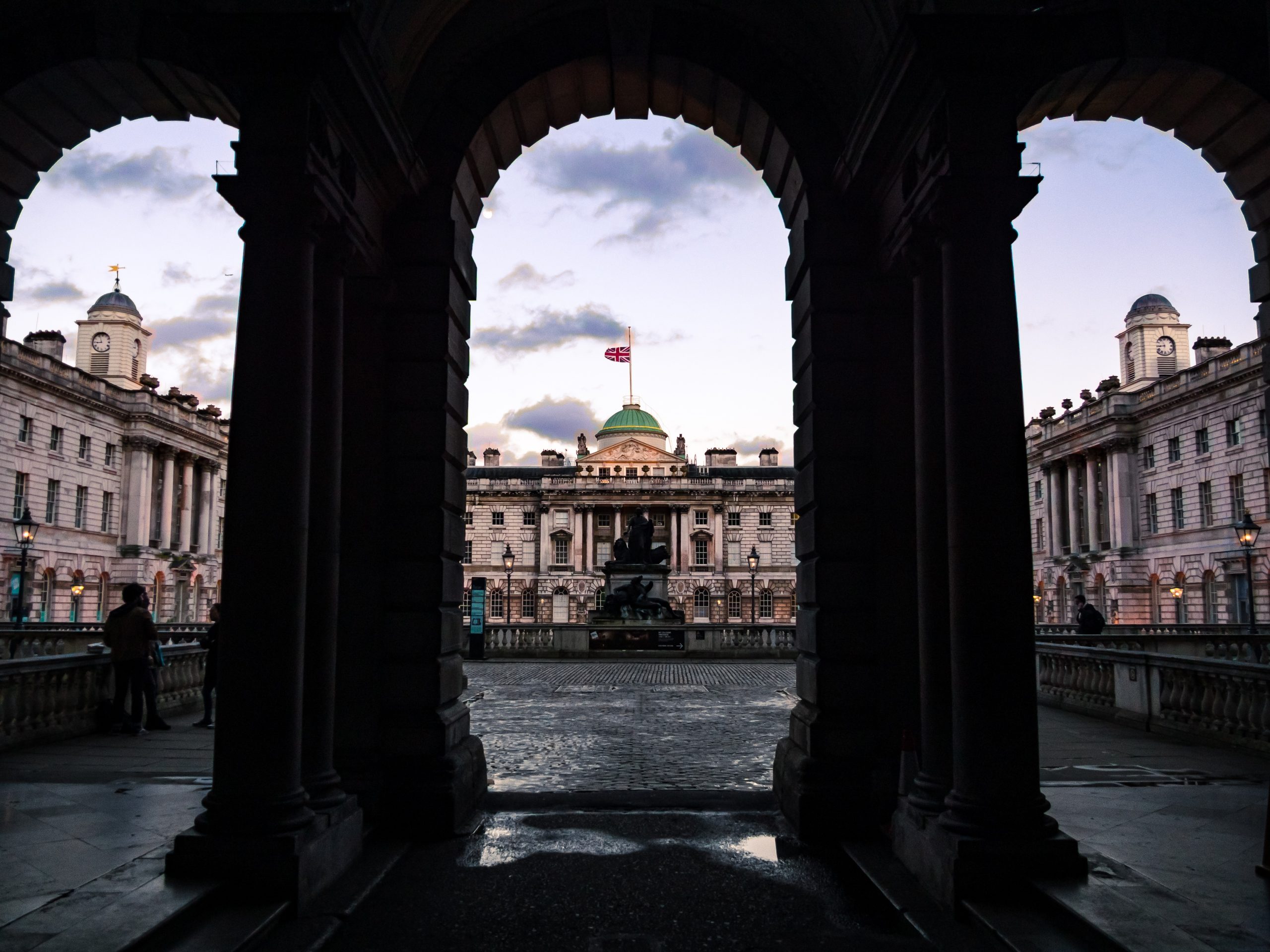 London Arches at Dusk architecture photography print used as a calm wall art example above a fireplace